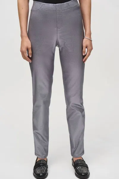 Joseph Ribkoff Metallic Coated Classic Slim Denim Pants In Grey In Multi
