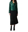 Joseph Ribkoff Metallic Faux Leather Biker Jacket In Emerald In Gold