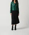 Joseph Ribkoff Metallic Faux Leather Biker Jacket In Emerald In Green