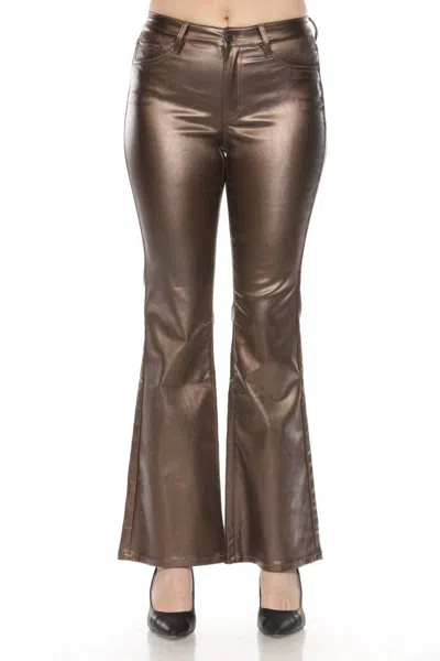 Joseph Ribkoff Metallic Flared Jean In Bronze In Brown