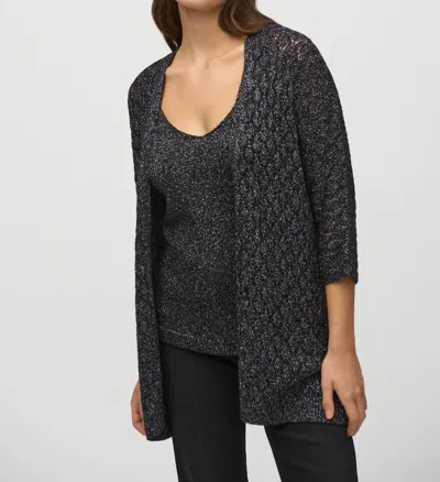Joseph Ribkoff Metallic Knit 2-piece Top In Black/silver