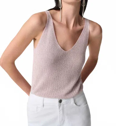 Joseph Ribkoff Metallic Knit With Rhinestones Camisole In Petal Pink In Purple