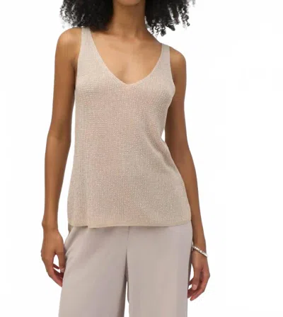 Joseph Ribkoff Metallic Knitted Camisole With Rhinestones In Gold