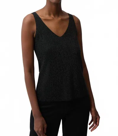 Joseph Ribkoff Metallic Knitted Camisole With Rhinestones In Black