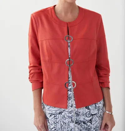 Joseph Ribkoff Metallic Suede Blazer In Red
