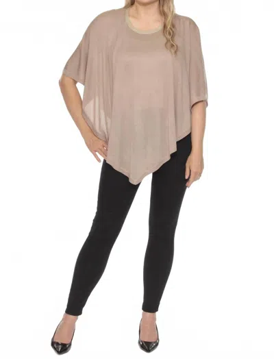 Joseph Ribkoff Metallic Sweater Knit Poncho Top In Dune/gold In Brown