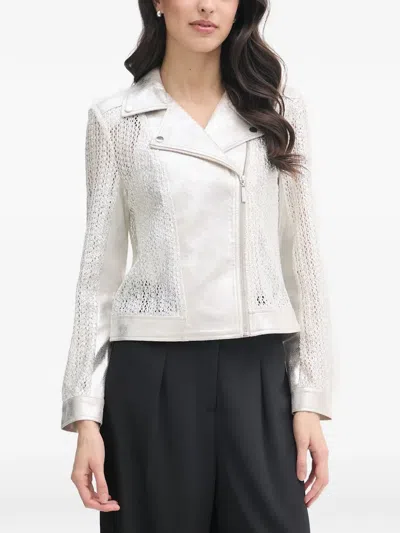 Joseph Ribkoff Metallic-effect Crochet-knit Jacket In White
