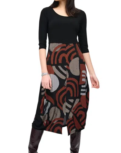 Joseph Ribkoff Metro Midi Dress In Black/rust In Multi