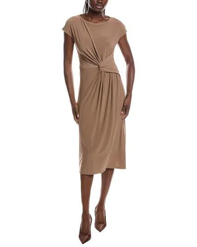Joseph Ribkoff Twist-detail Cap-sleeve Midi Dress In Neutral