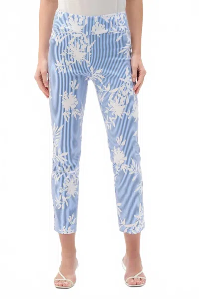 Joseph Ribkoff Millenium Printed Straight Pants In Vanilla Blue In Multi