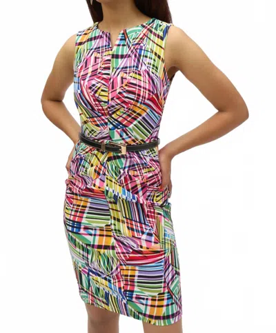Joseph Ribkoff Millennium Abstract Print Sheath Dress In Black Multi
