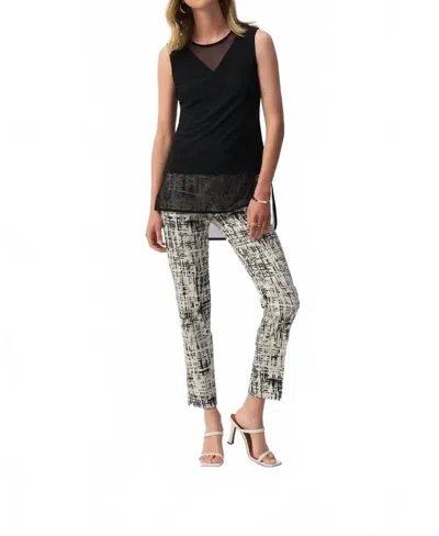 Joseph Ribkoff Millennium Abstract Print Slim Fit Pants In Vanilla/black In Gray