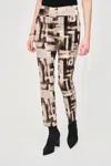 Joseph Ribkoff Millennium Abstract Print Slim Pull On Pants In Vanilla Multi In Multi