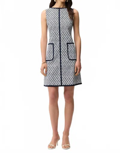 Joseph Ribkoff Millennium Geometric Print A-line Dress With Contrast Trim In Gray