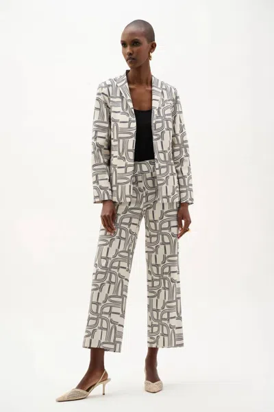 Joseph Ribkoff Millennium Geometric Print Straight-cut Jacket In Moonstone/midnight In Multi