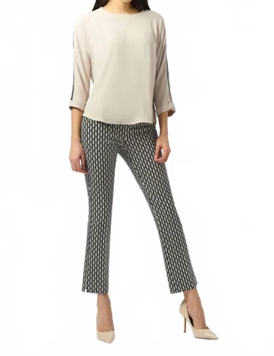 Joseph Ribkoff Millennium Print Straight Pant In Black / Moonstone