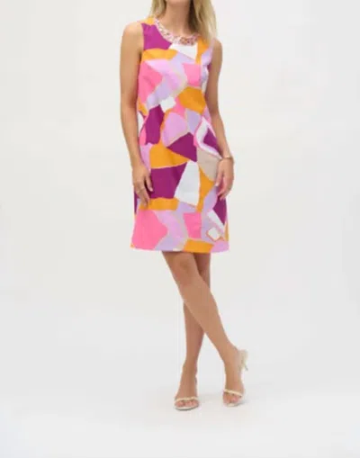 Joseph Ribkoff Mini Shift Dress In Pink Orange Purple In Multi