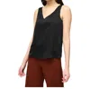 Joseph Ribkoff V-neck Sleeveless Satin Tank In Black In Black