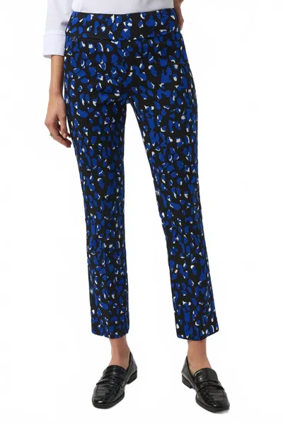 Joseph Ribkoff Minka Millennium Print Straight Leg Pull-on Pants In Sapphire And Black In Blue