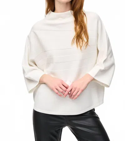 Joseph Ribkoff Mock Neck 3/4 Sleeve Boxy Sweater Top In Vanilla In White