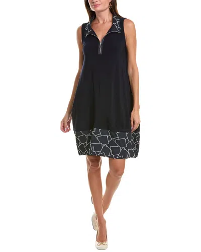 Joseph Ribkoff Mock Neck A-line Dress In Blue