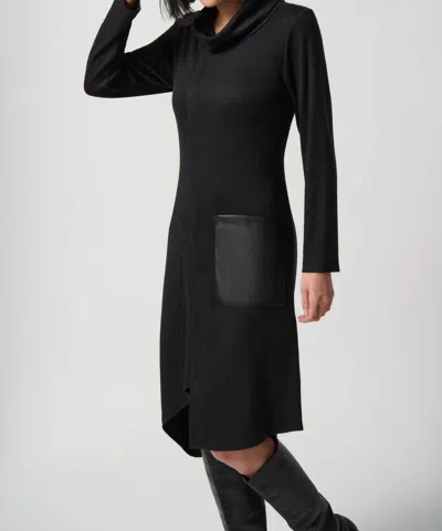 Joseph Ribkoff Mock Neck Dress In Charcoal Grey/black