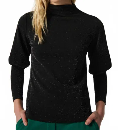 Joseph Ribkoff Mock Neck Long Sleeve Top In Black/silver