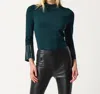 Joseph Ribkoff Beaded Mock Neck Sweater In Alpine Green