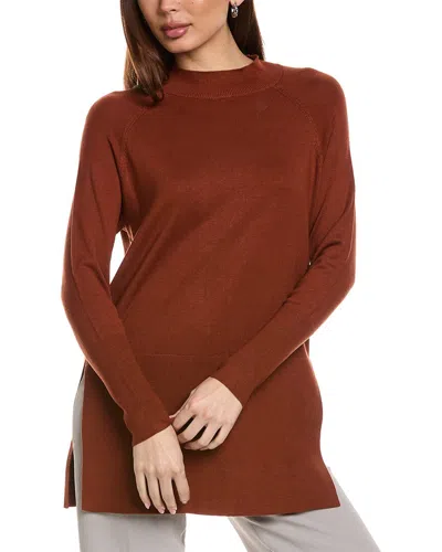 Joseph Ribkoff Mock Neck Tunic Sweater In Brown