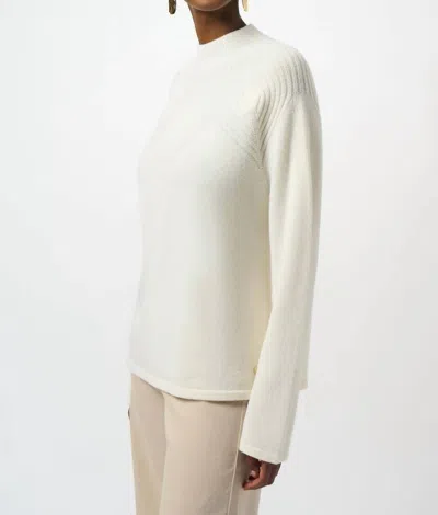Joseph Ribkoff Mock Neck Wool Blend Sweater Top In Winter White
