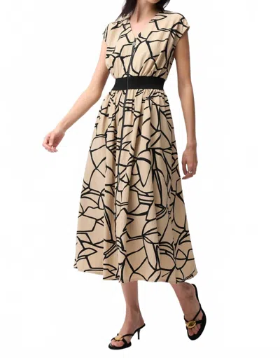 Joseph Ribkoff Mosaic Midi Dress In Beige Black In Brown