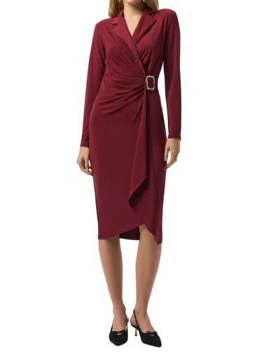 Joseph Ribkoff Moss Crepe Wrap Dress In Merlot In Burgundy