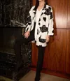 Joseph Ribkoff Jacquard Sweater Floral Straight Coat In Off White Multi In White