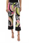 Joseph Ribkoff Silky Knit Retro Print Pant In Black In Multi