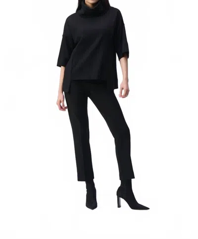 Joseph Ribkoff Needle Rib Long Boxy Top In Black