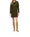 Joseph Ribkoff Needle Rib Zipper Collar Cocoon Dress In Olive Green In Green