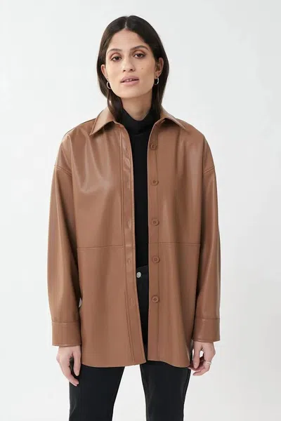 Joseph Ribkoff Nell Leatherette Shirt In Nutmeg In Multi