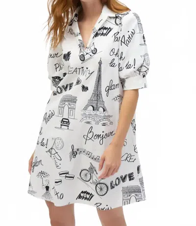 Joseph Ribkoff Newspaper Print A-line Dress In Vanilla/black In White