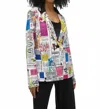 Joseph Ribkoff Newspaper Print Blazer Jacket In Multi In Multi