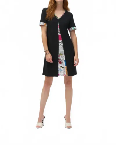 Joseph Ribkoff Newspaper Print Cocoon Dress In Black/ Multi