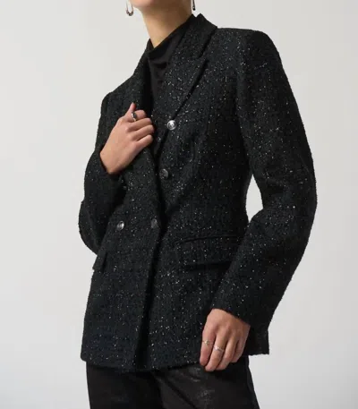 Joseph Ribkoff Notched Collar Boucle Blazer In Black