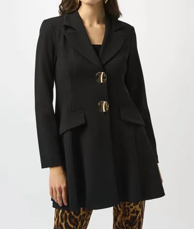 Joseph Ribkoff Notched Collar Fit And Flare Coat In Black