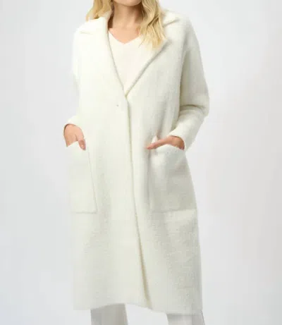 Joseph Ribkoff Notched Collar Long Sleeves Faux Fur Coat In Winter White
