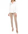 Joseph Ribkoff Notched Collar Satin Blouse In Vanilla In White