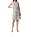 Joseph Ribkoff Notched Collar Sleeveless Sheath Dress In Vanilla/black In Gray
