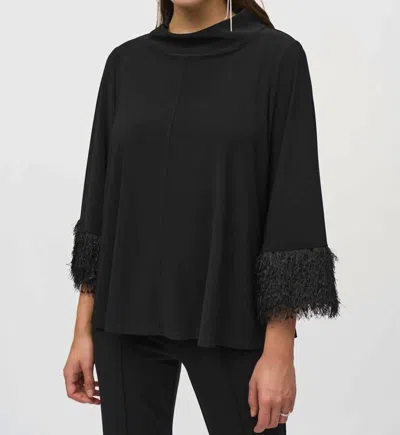 JOSEPH RIBKOFF NOVELTY BLOUSE IN BLACK