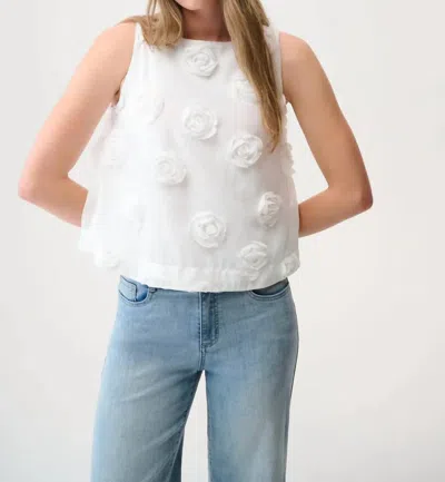 Joseph Ribkoff Novelty Sleeveless Top With 3d Floral Embroidery In White