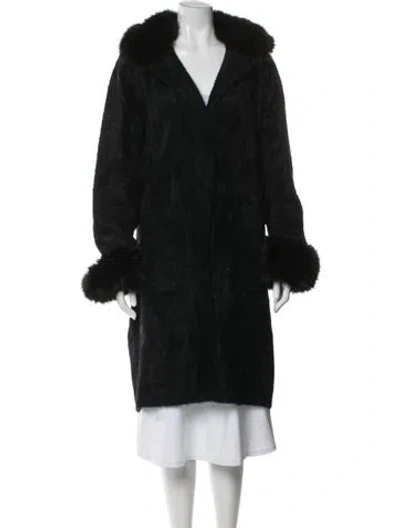 Pre-owned Joseph Ribkoff Nylon Faux Fur Coat In Black