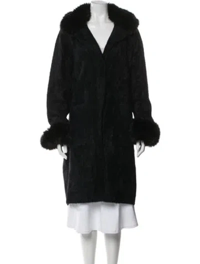 Pre-owned Joseph Ribkoff Nylon Faux Fur Coat In Black