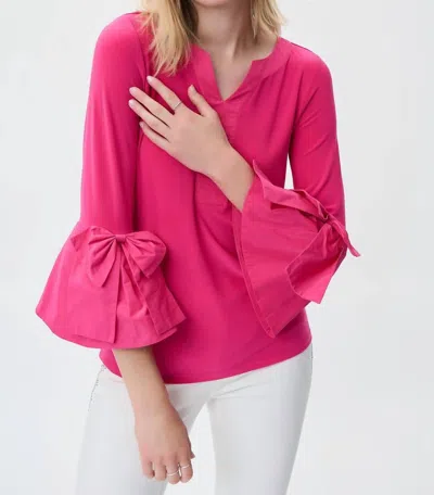 Joseph Ribkoff Nylon Piped Tunic Top In Pink